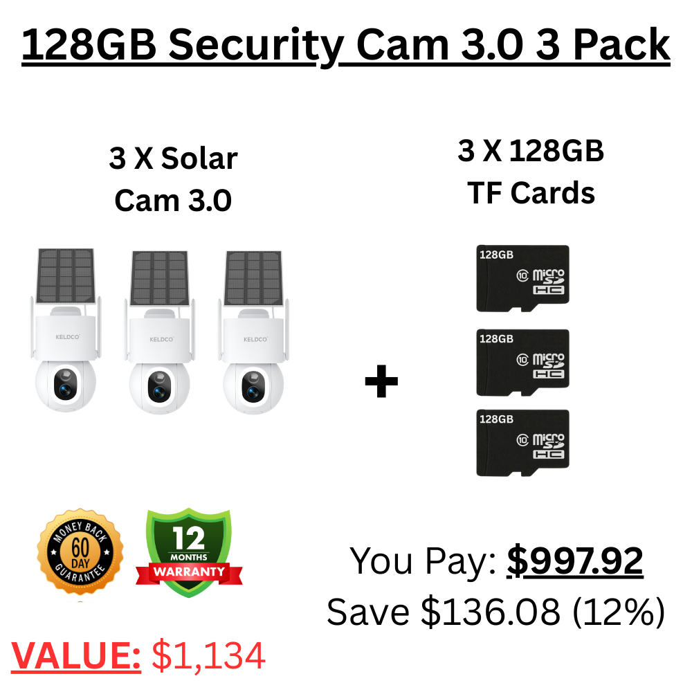 KeldCo 128GB Security Camera 3.0 3 Pack