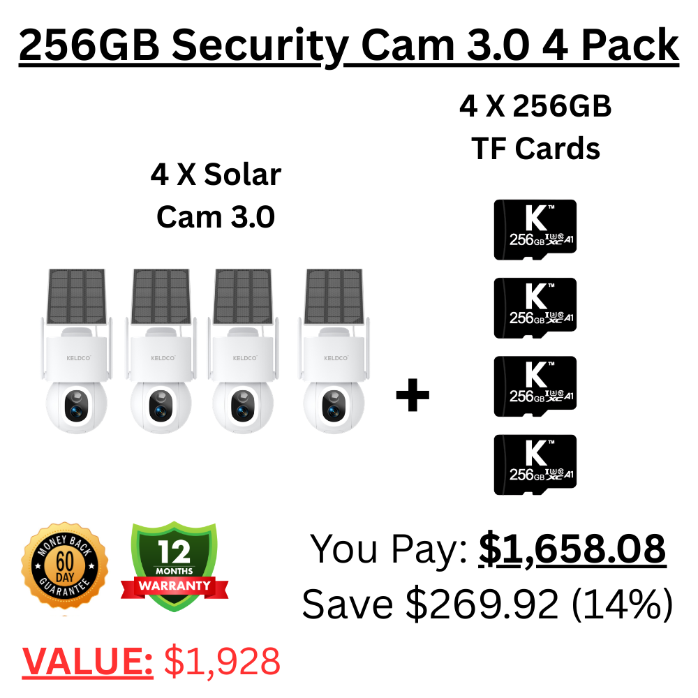 KeldCo 256GB Security Camera 3.0 4 Pack