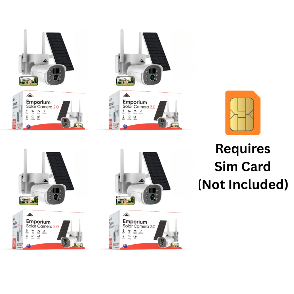 4 x Emporium Hut Solar Camera Pro 2.0 (4G Sim not included) Bundle
