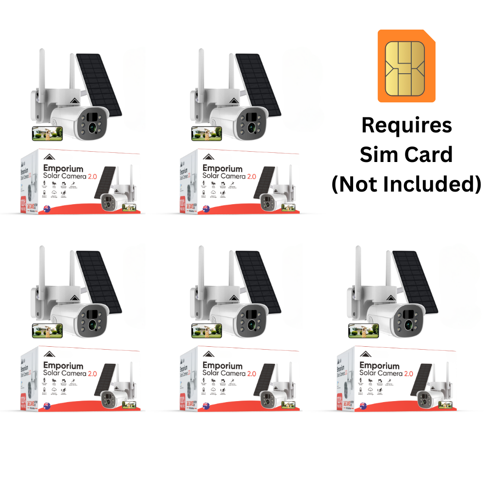 5 x Emporium Hut Solar Camera Pro 2.0 (4G Sim not included) Bundle