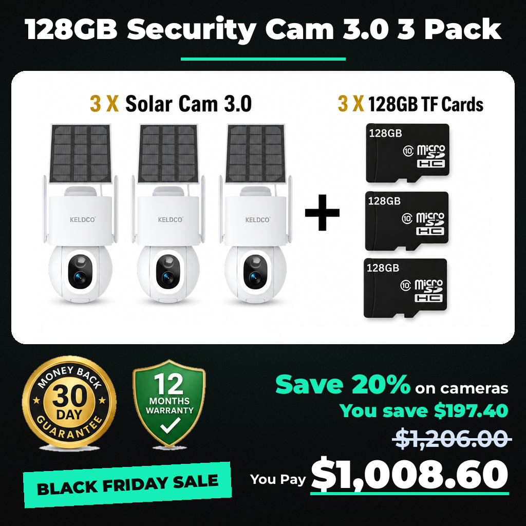 KeldCo 128GB Security Camera 3.0 3 Pack - Black Friday sale price