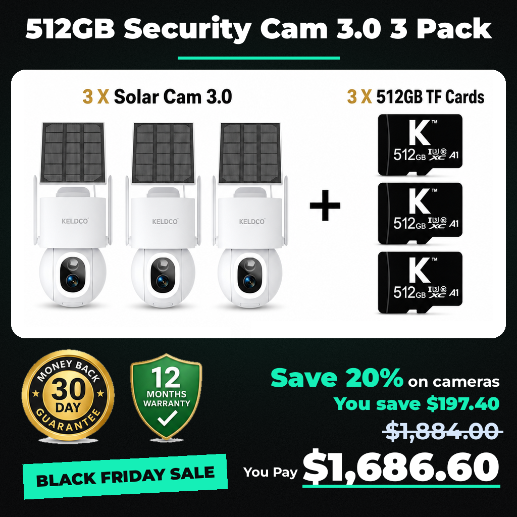 KeldCo 512GB Security Camera 3.0 3 Pack - Black Friday sale price