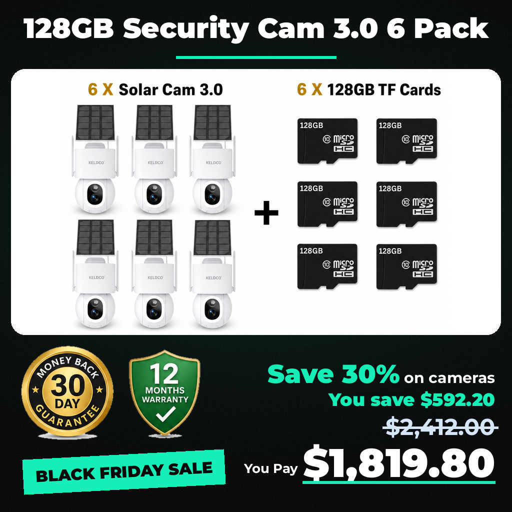 KeldCo 128GB Security Camera 3.0 6 Pack - Black Friday sale price