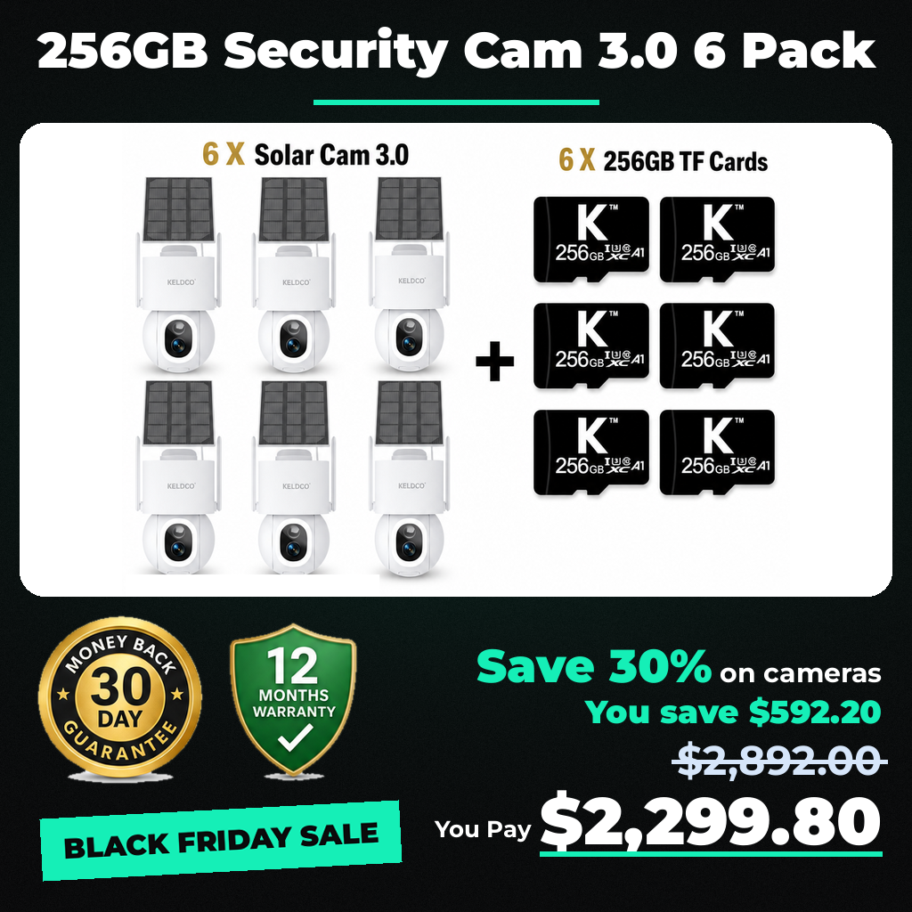 KeldCo 256GB Security Camera 3.0 6 Pack - Black Friday sale price
