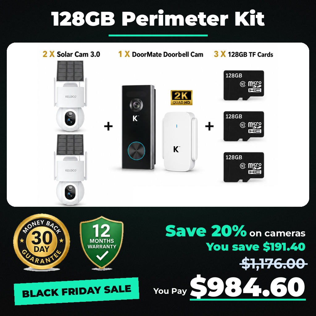 KeldCo Solar Camera 3.0 128GB Perimeter Kit - Black Friday sale price