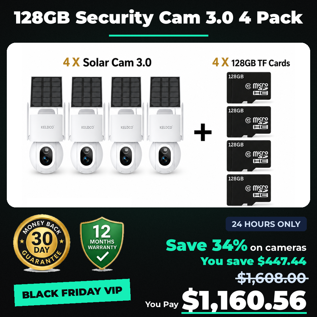 KeldCo 128GB Security Camera 3.0 4 Pack - Black Friday sale price