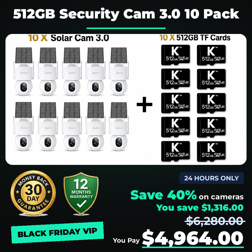 KeldCo 512GB Security Camera 3.0 10 Pack - Black Friday sale price