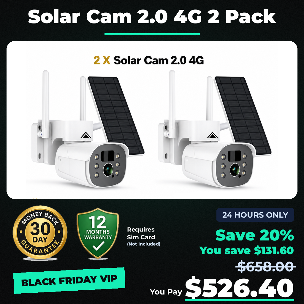 2 x Solar Camera Pro 2.0 (4G Sim not included) Bundle - Black Friday VIP sale price