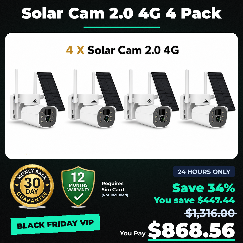 4 x KeldCo Solar Camera Pro 2.0 (4G Sim not included) Bundle - Black Friday VIP sale price