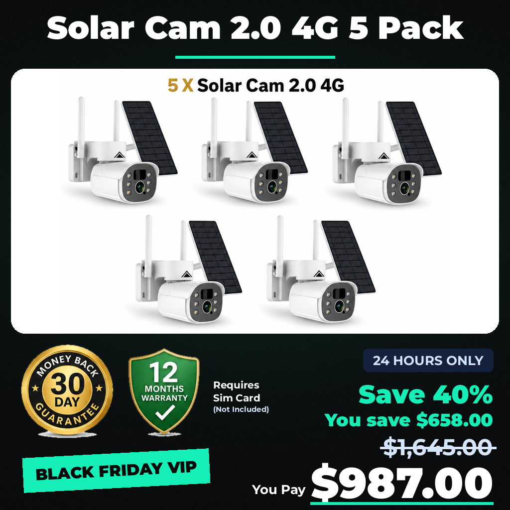 5 x KeldCo Solar Camera Pro 2.0 (4G Sim not included) Bundle - Black Friday VIP sale price