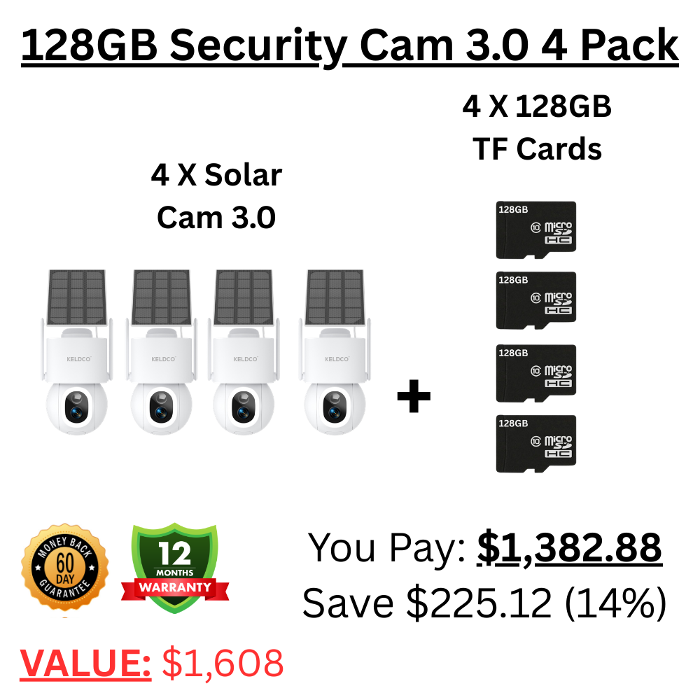 KeldCo 128GB Security Camera 3.0 4 Pack