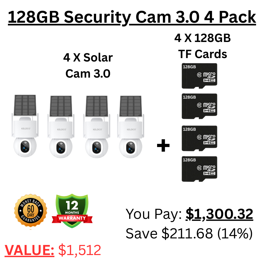 KeldCo 128GB Security Camera 3.0 4 Pack