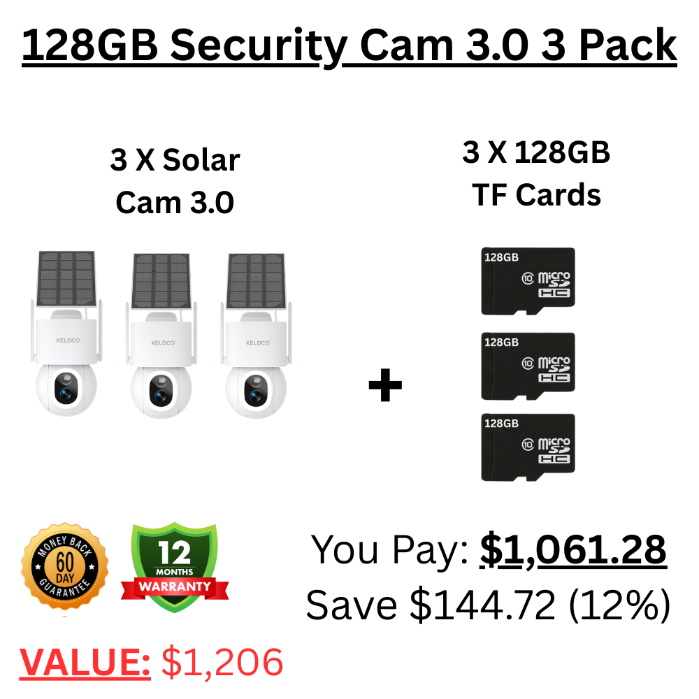 KeldCo 128GB Security Camera 3.0 3 Pack