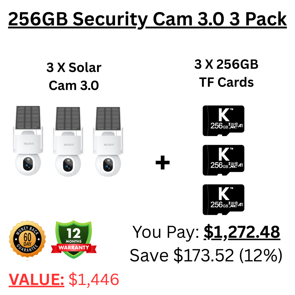 KeldCo 256GB Security Camera 3.0 3 Pack