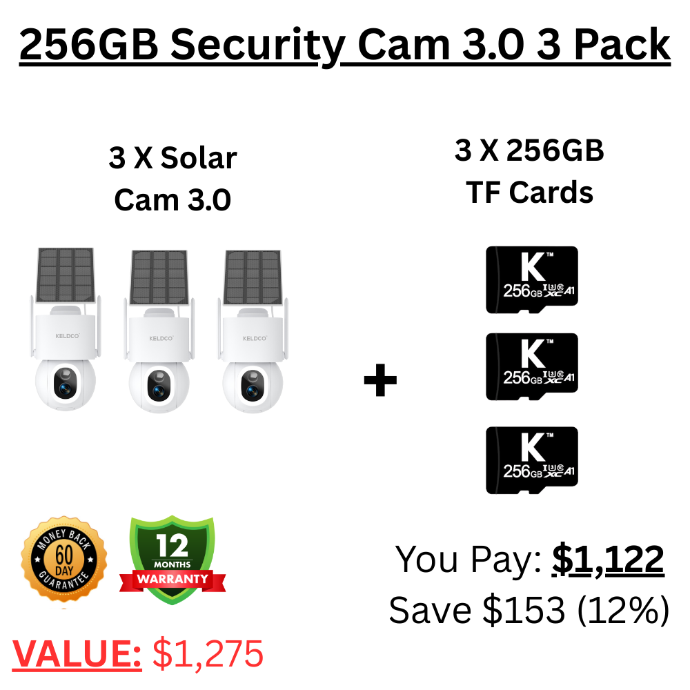 KeldCo 256GB Security Camera 3.0 3 Pack