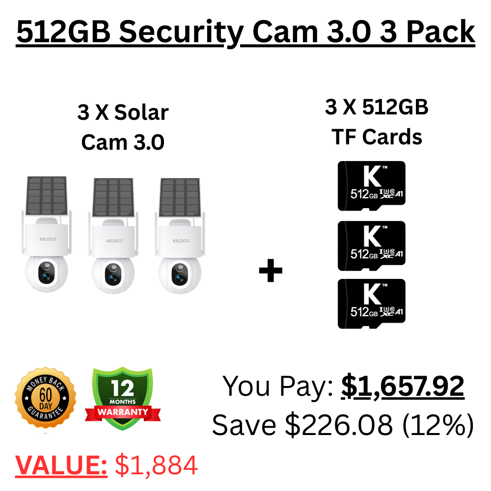 KeldCo 512GB Security Camera 3.0 3 Pack