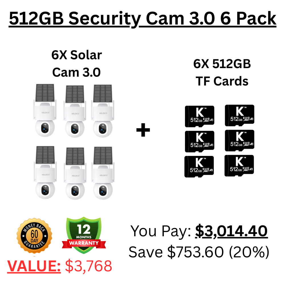 KeldCo 512GB Security Camera 3.0  6 Pack