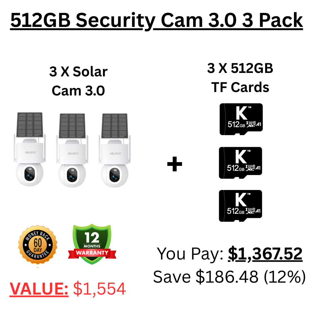 KeldCo 512GB Security Camera 3.0 3 Pack