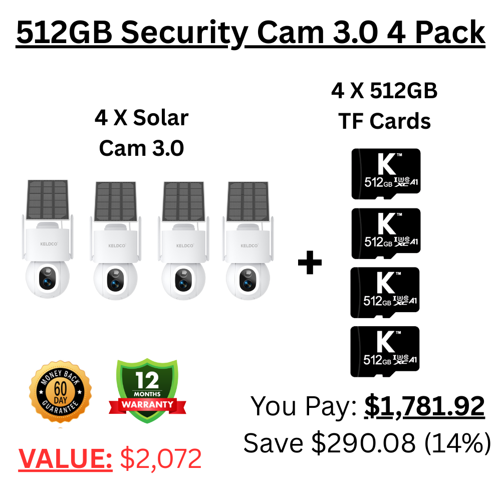 KeldCo 512GB Security Camera 3.0 4 Pack