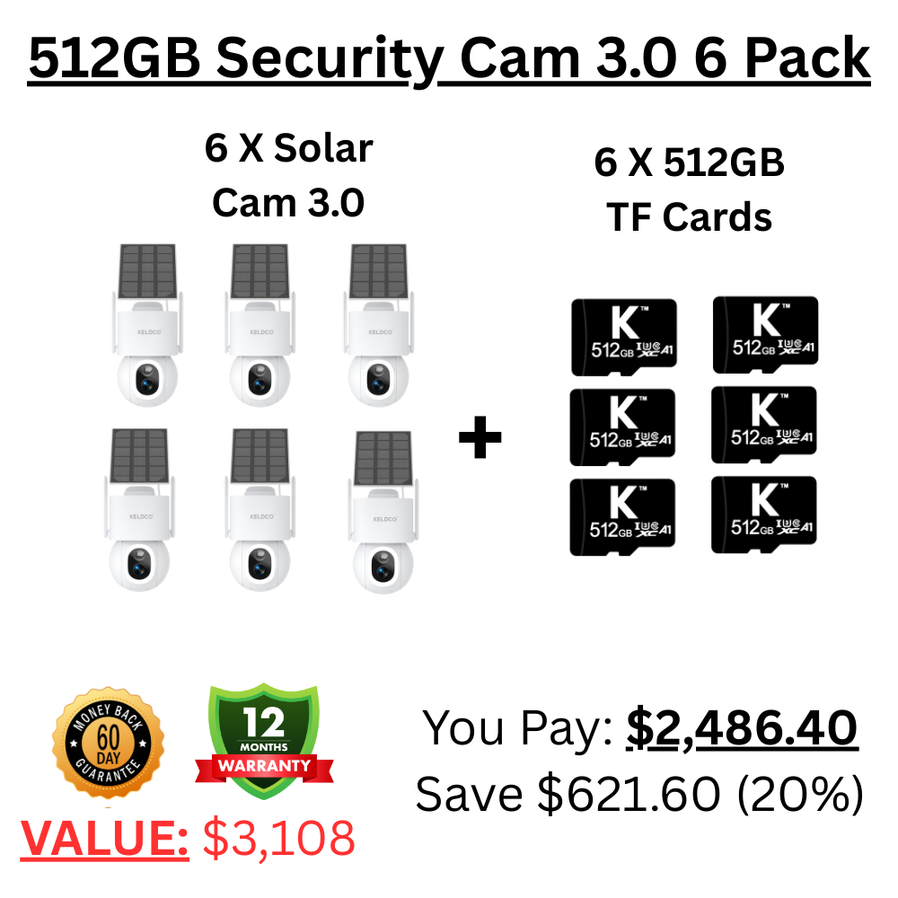 KeldCo 512GB Security Camera 3.0  6 Pack