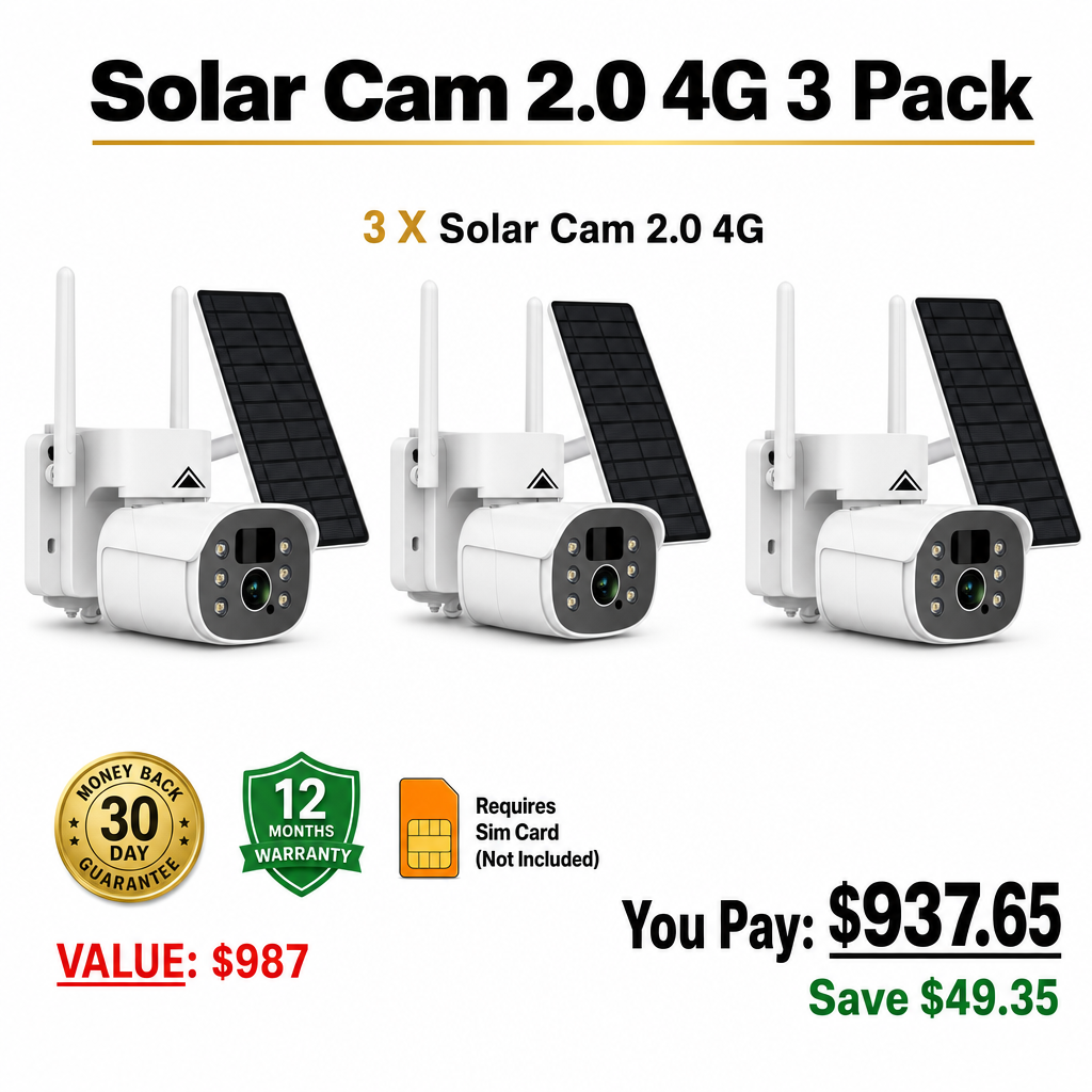 3 x Solar Camera Pro 2.0 (4G Sim not included) Bundle