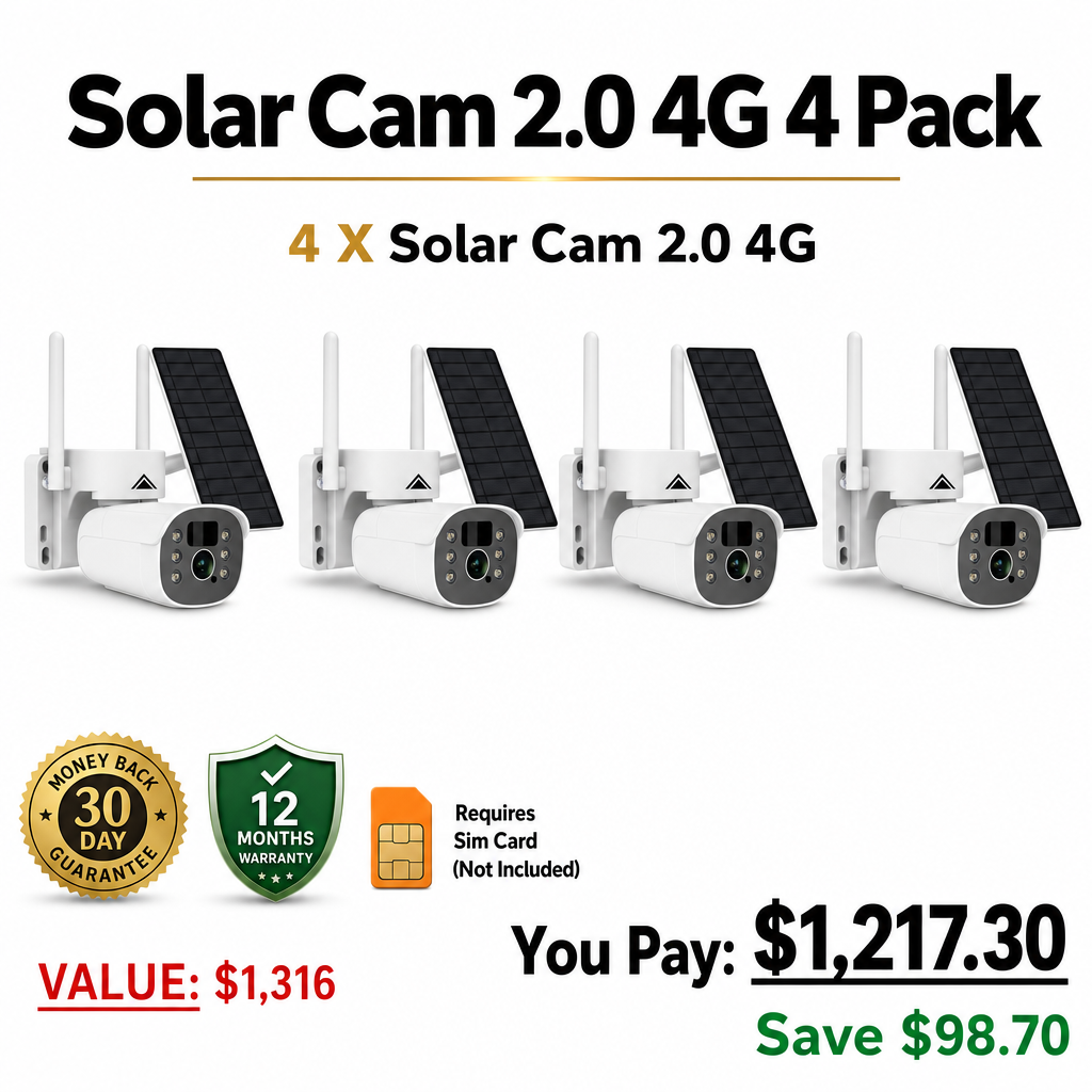 4 x KeldCo Solar Camera Pro 2.0 (4G Sim not included) Bundle