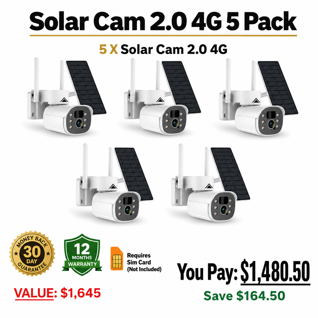 5 x KeldCo Solar Camera Pro 2.0 (4G Sim not included) Bundle