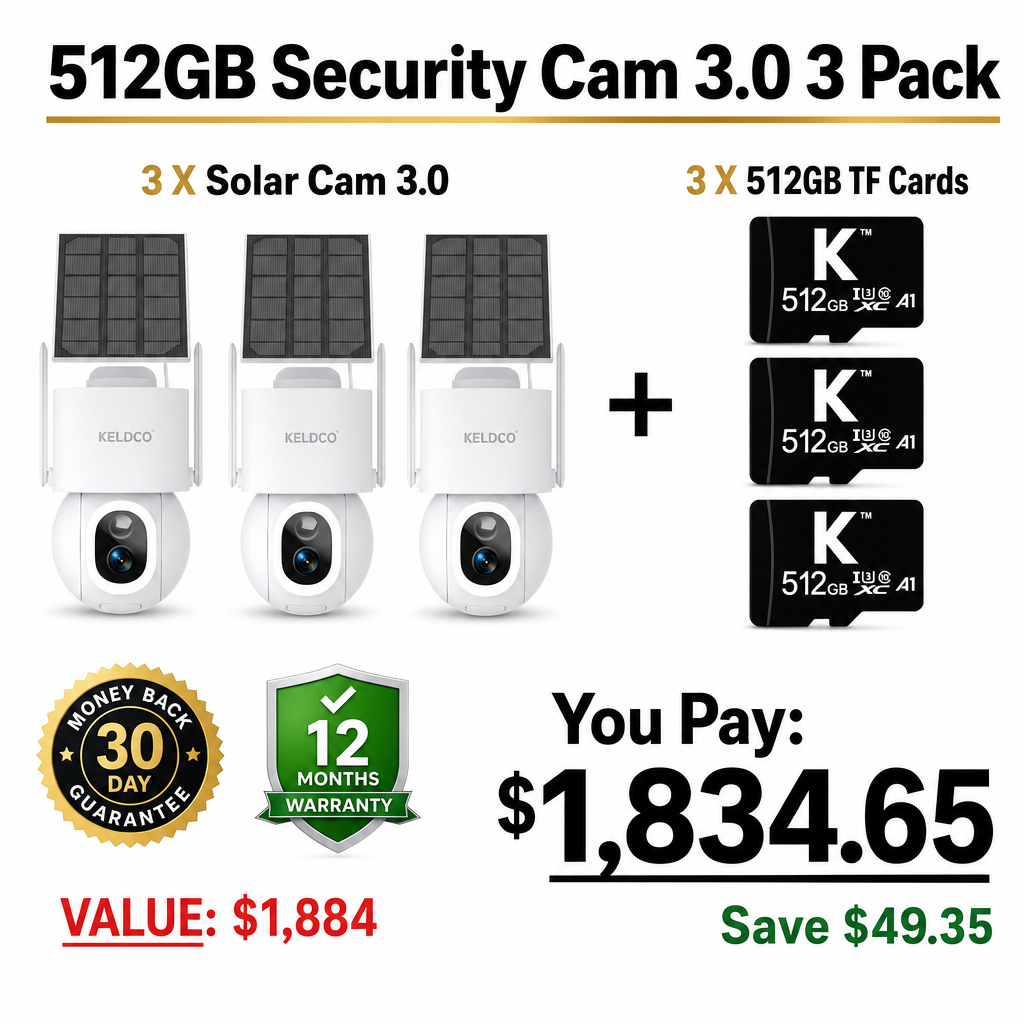 KeldCo 512GB Security Camera 3.0 3 Pack
