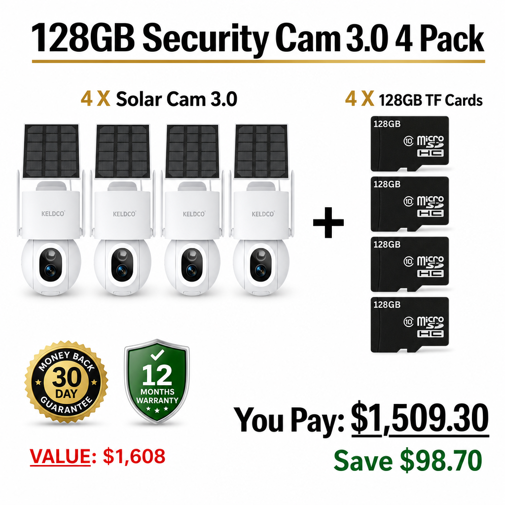 KeldCo 128GB Security Camera 3.0 4 Pack