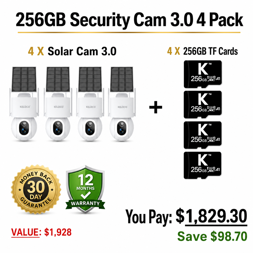 KeldCo 256GB Security Camera 3.0  4 Pack