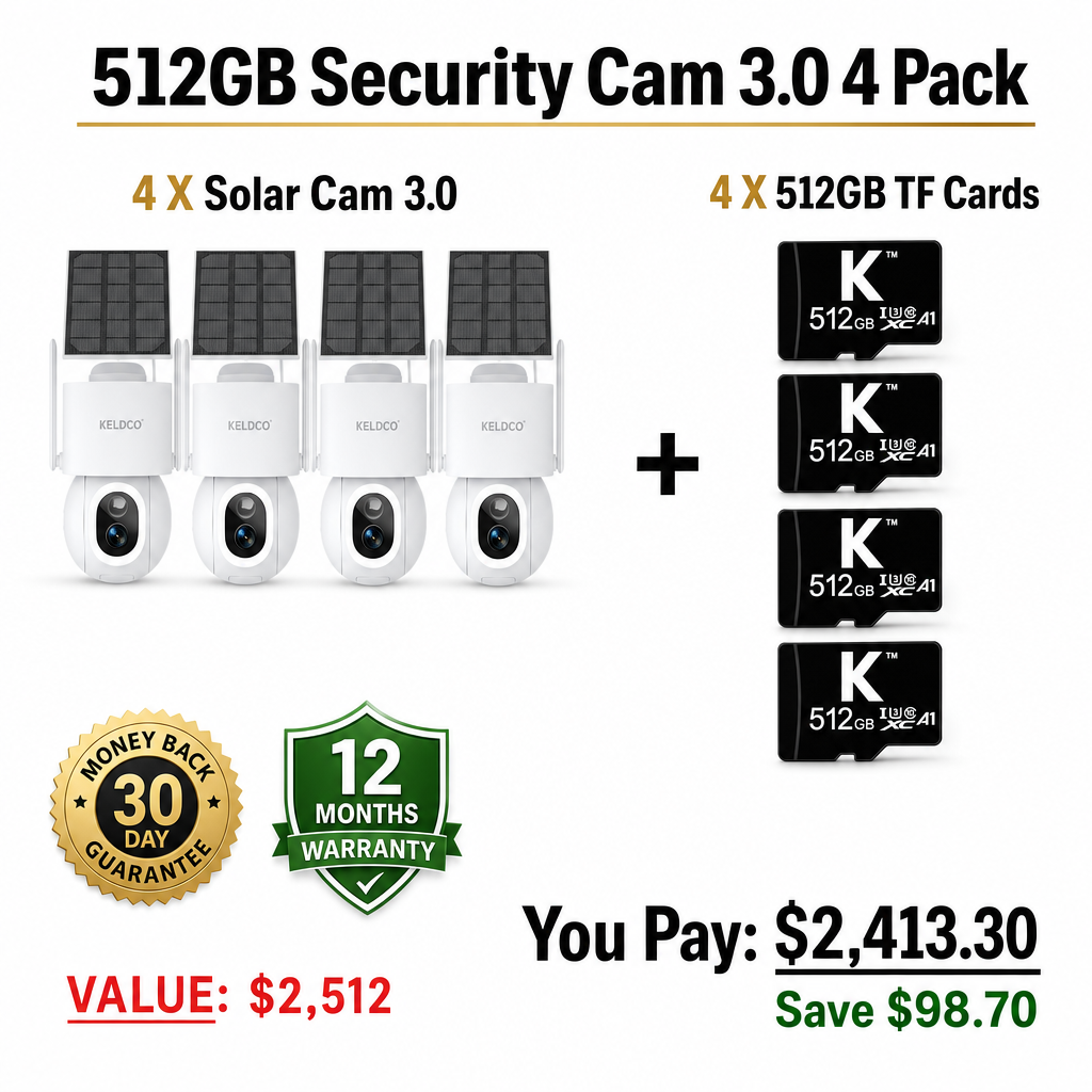 KeldCo 512GB Security Camera 3.0 4 Pack