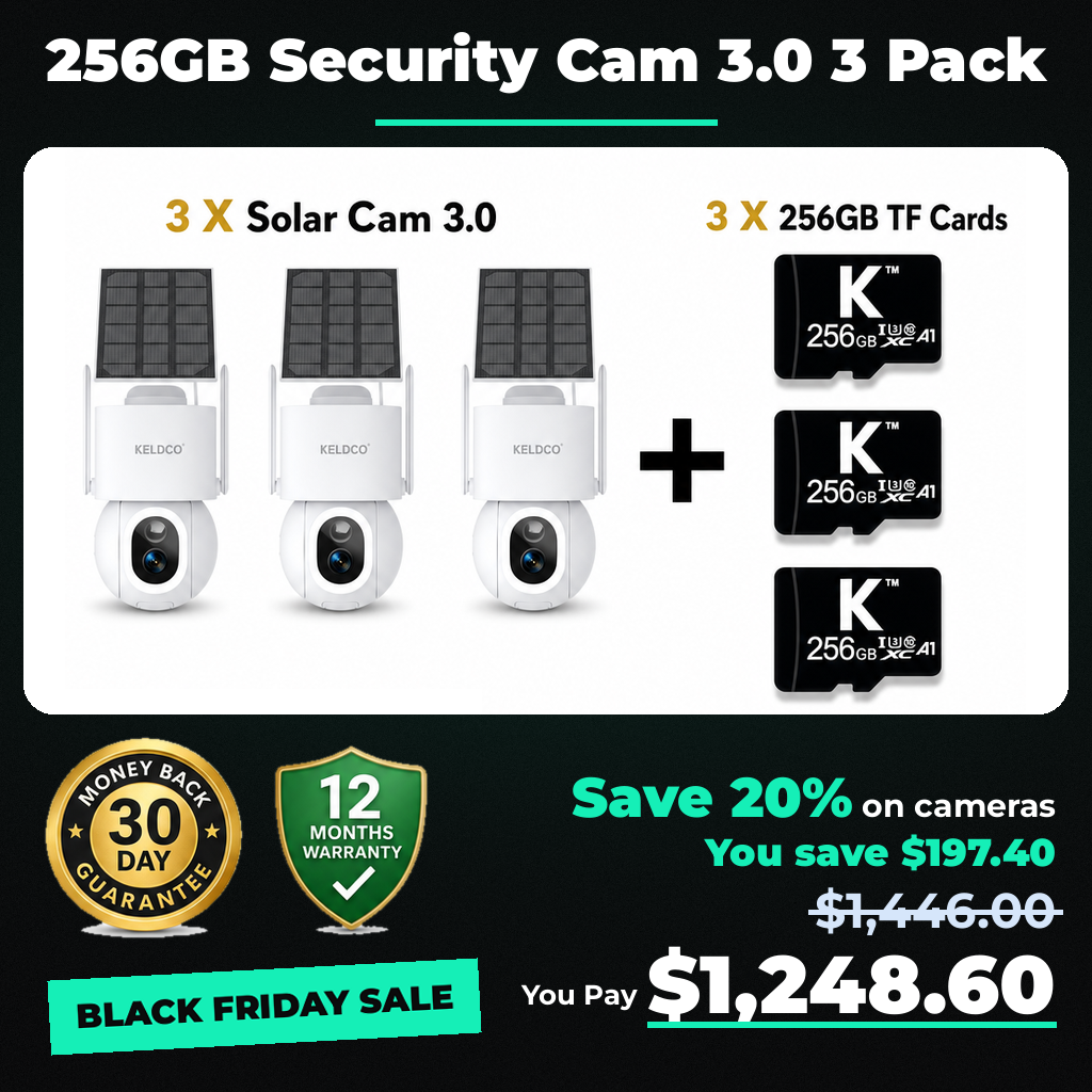 KeldCo 256GB Security Camera 3.0 3 Pack - Black Friday sale price