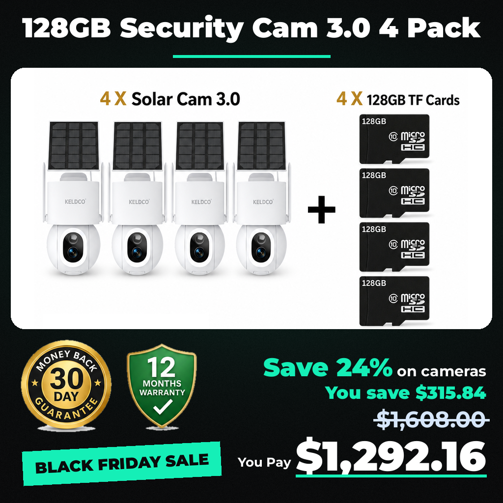 KeldCo 128GB Security Camera 3.0 4 Pack - Black Friday sale price