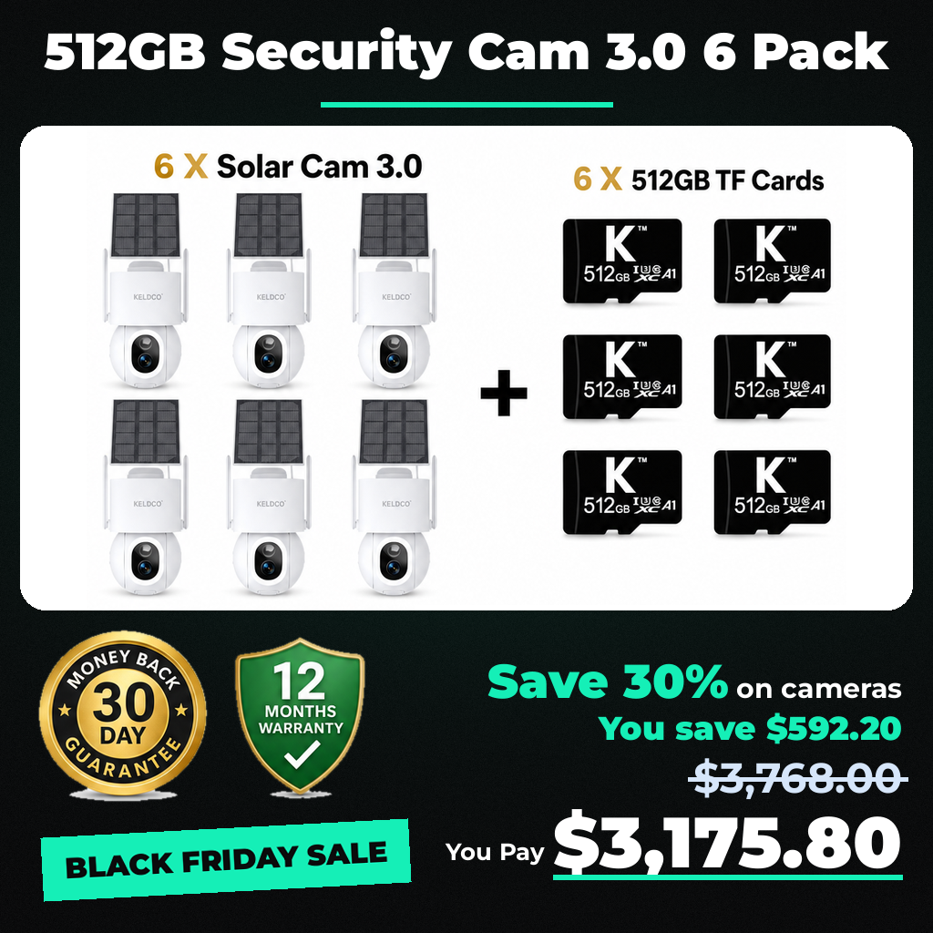 KeldCo 512GB Security Camera 3.0  6 Pack - Black Friday sale price