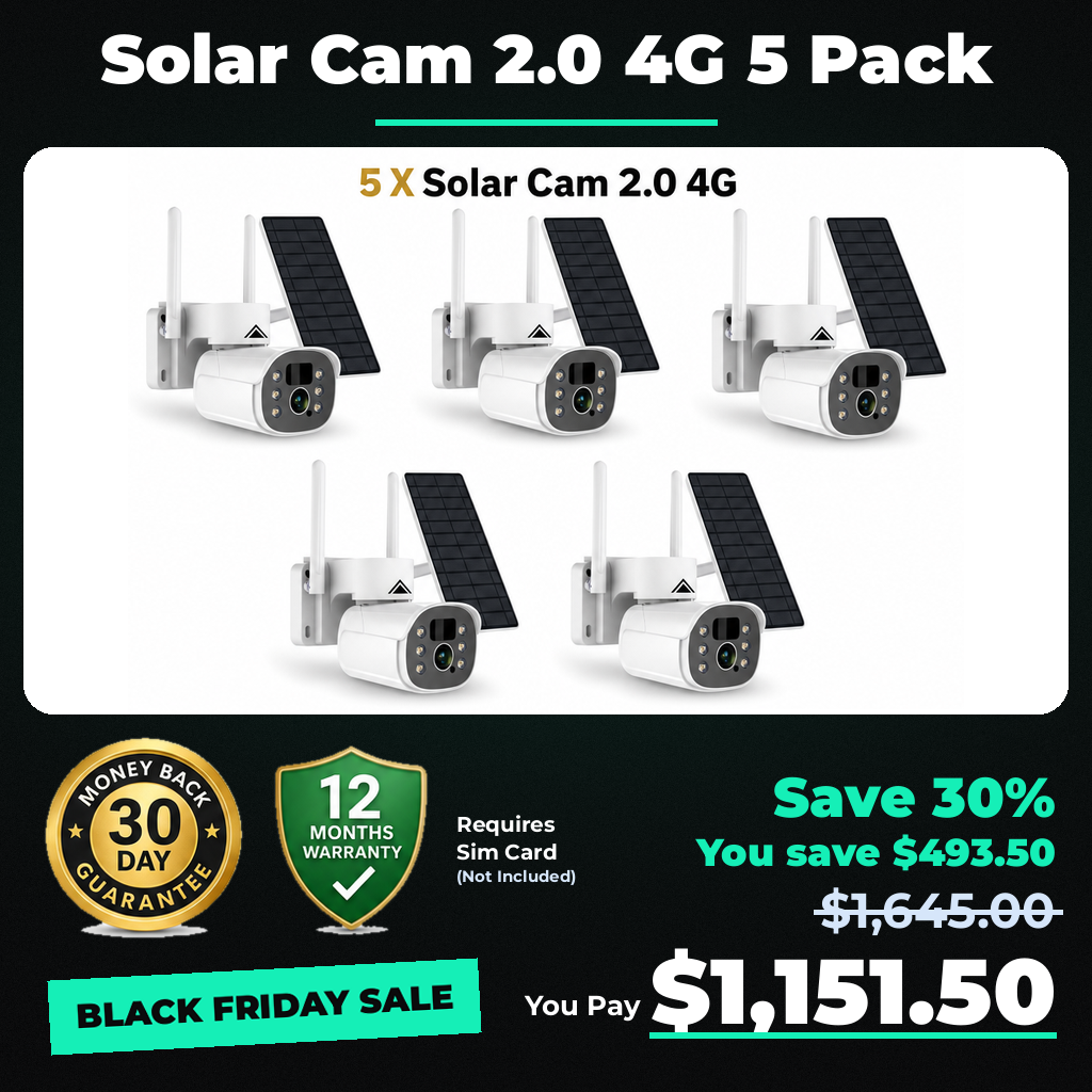 5 x KeldCo Solar Camera Pro 2.0 (4G Sim not included) Bundle - Black Friday sale price