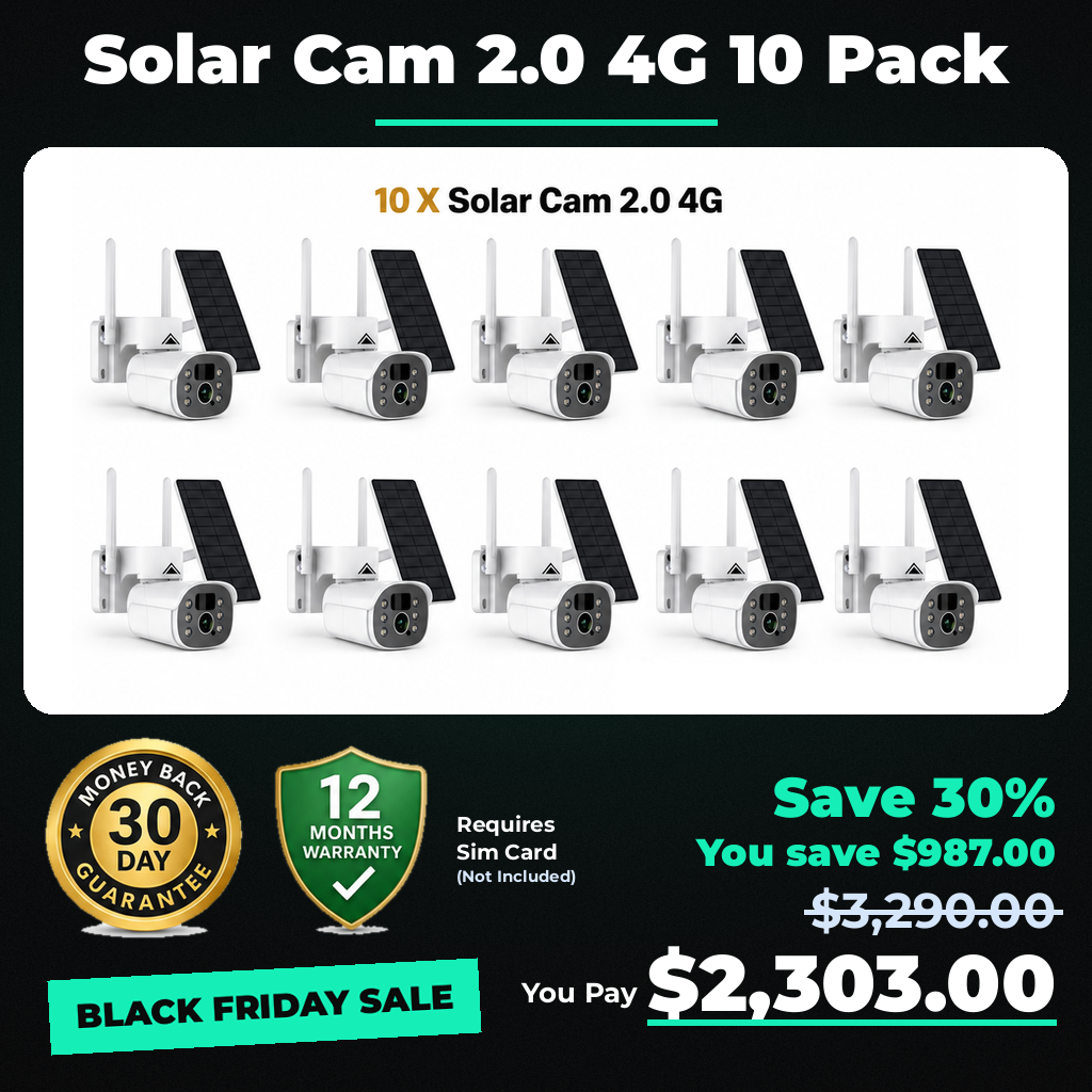 10 x Solar Camera Pro 2.0 (4G Sim not included) Bundle - Black Friday sale price