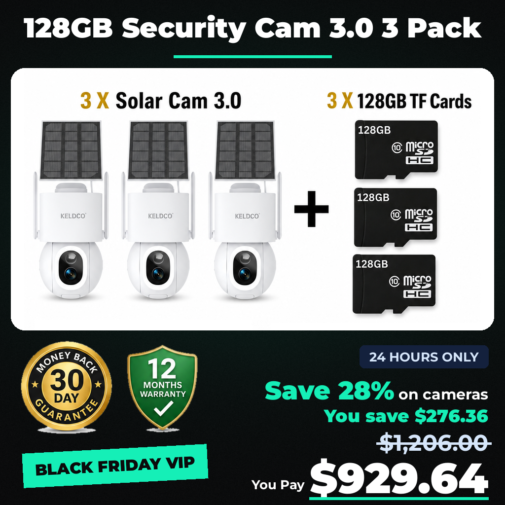 KeldCo 128GB Security Camera 3.0 3 Pack - Black Friday sale price