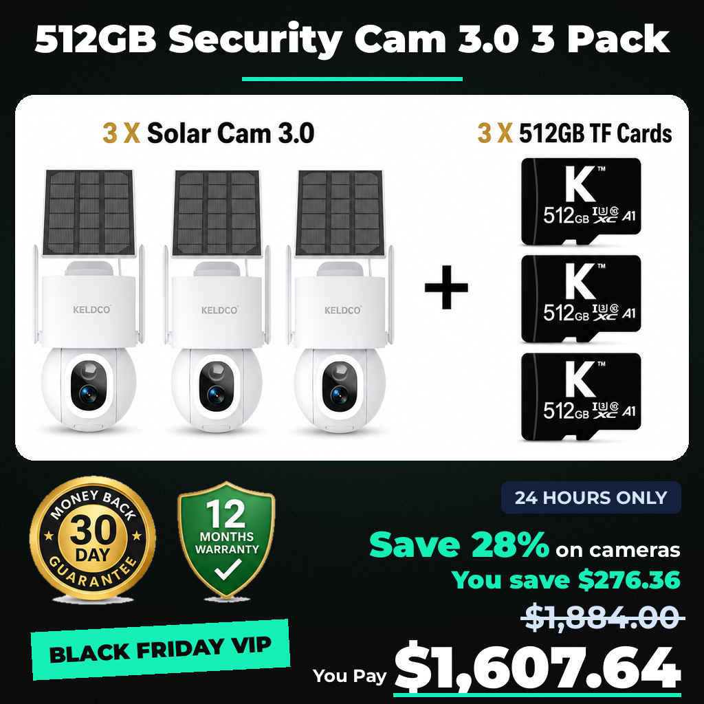 KeldCo 512GB Security Camera 3.0 3 Pack - Black Friday sale price