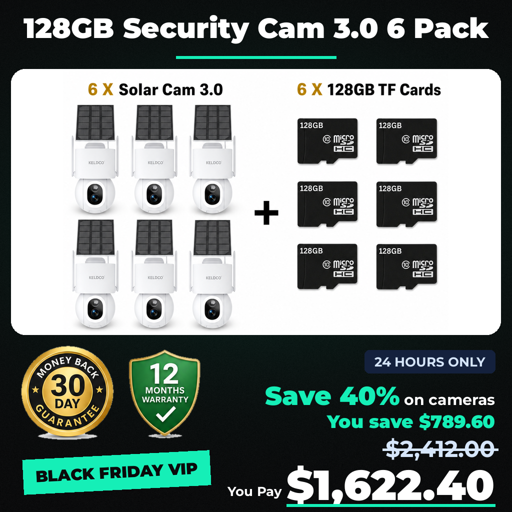 KeldCo 128GB Security Camera 3.0  6 Pack - Black Friday sale price