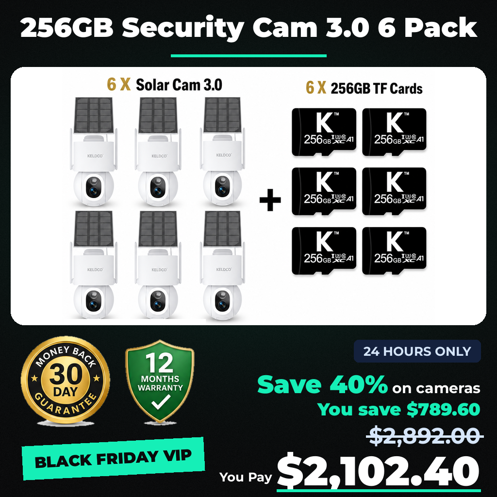 KeldCo 256GB Security Camera 3.0  6 Pack - Black Friday sale price