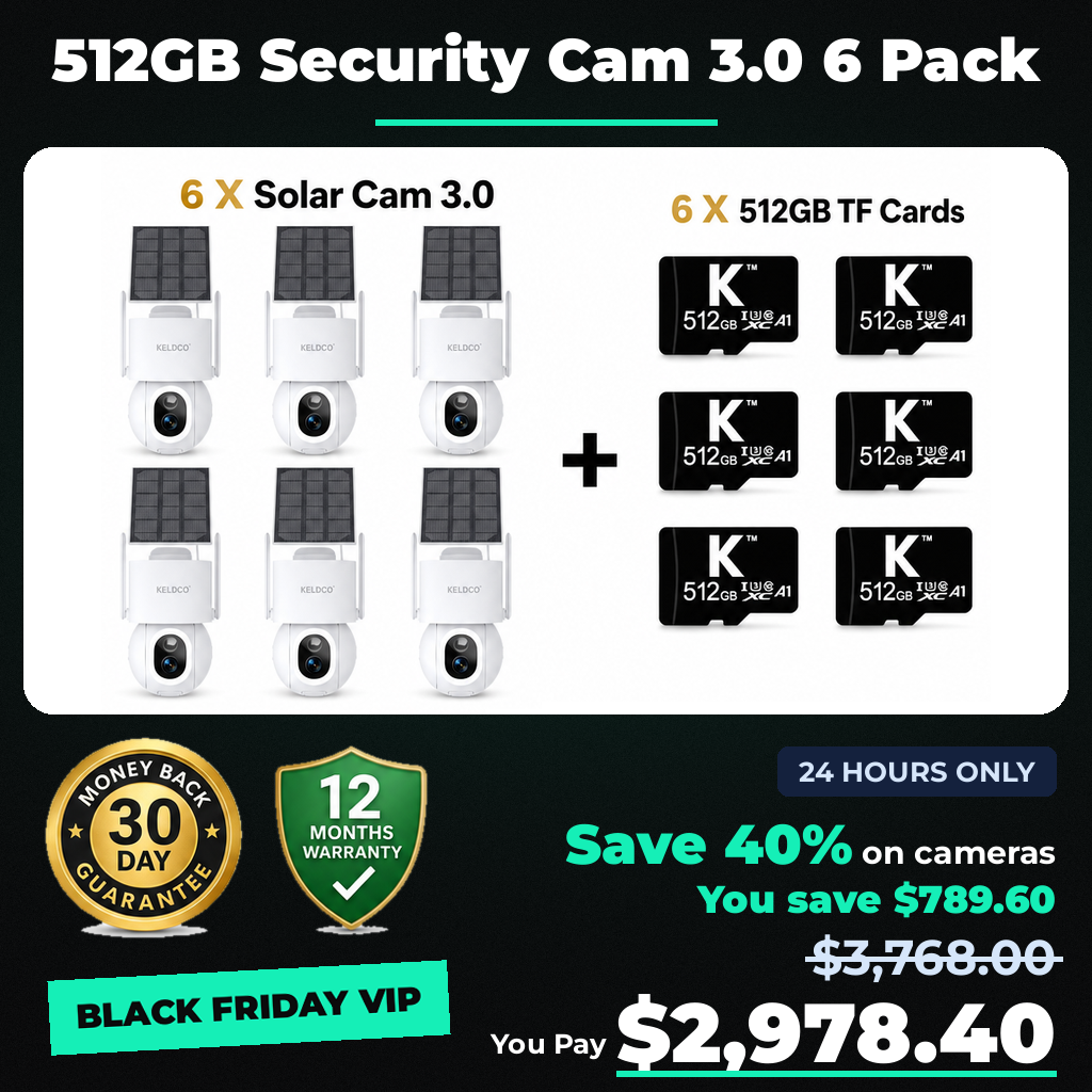 KeldCo 512GB Security Camera 3.0  6 Pack - Black Friday sale price