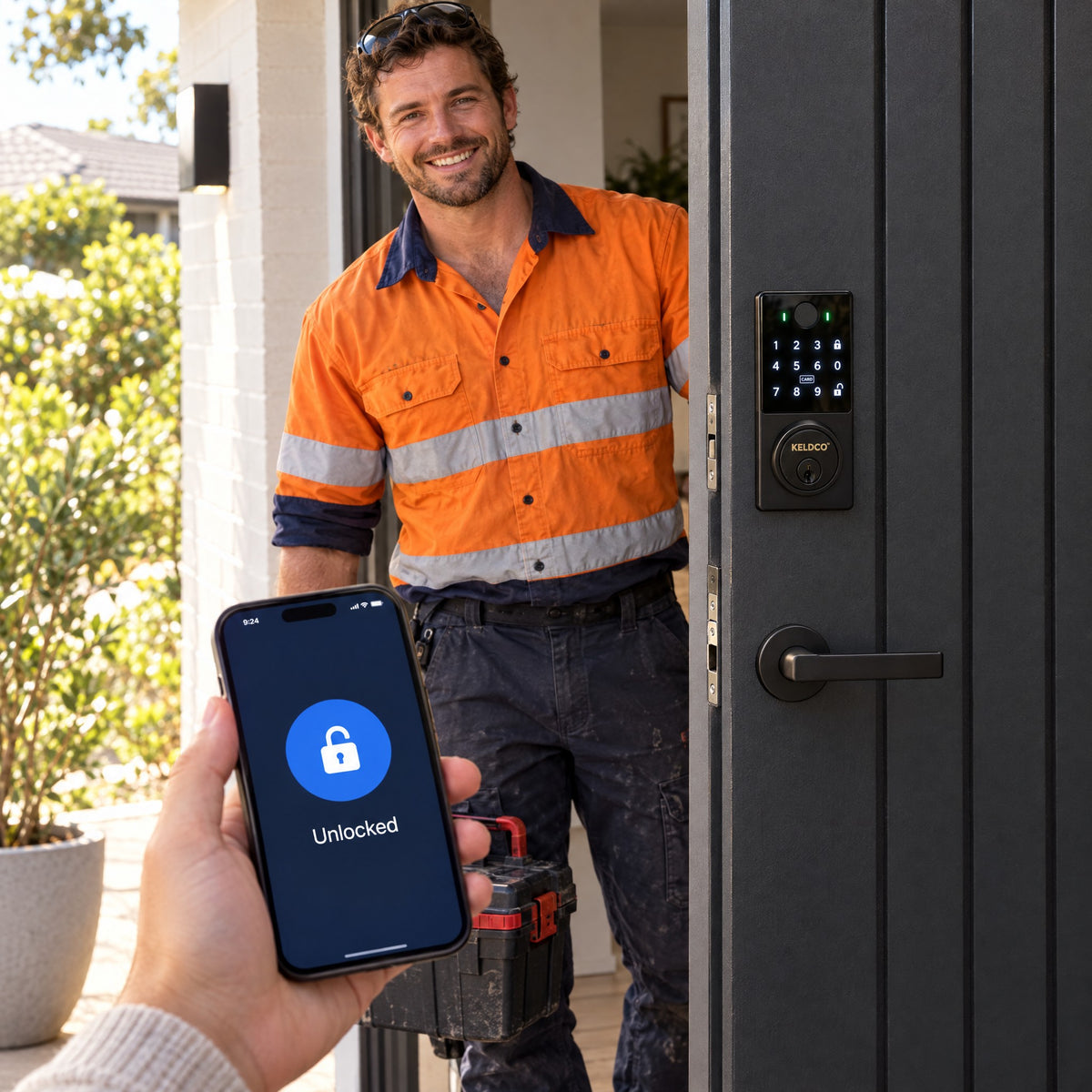 Letting a tradie in remotely with Door Nerve from the KeldCo app